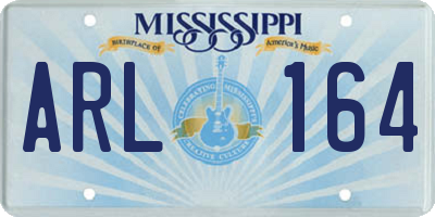 MS license plate ARL164