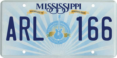 MS license plate ARL166