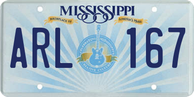 MS license plate ARL167