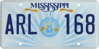 MS license plate ARL168