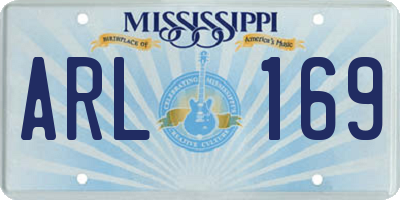MS license plate ARL169