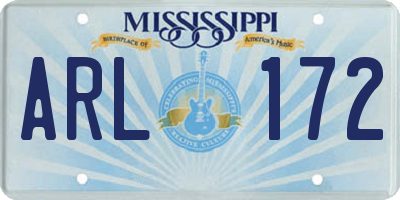 MS license plate ARL172