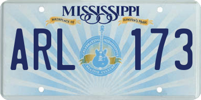 MS license plate ARL173