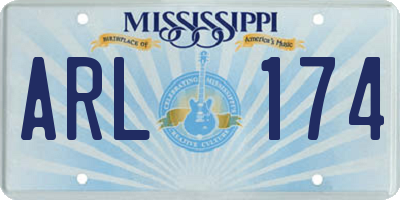 MS license plate ARL174