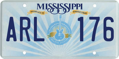 MS license plate ARL176