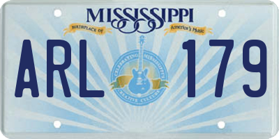 MS license plate ARL179