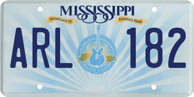 MS license plate ARL182