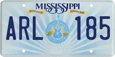 MS license plate ARL185