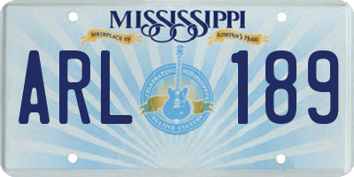 MS license plate ARL189
