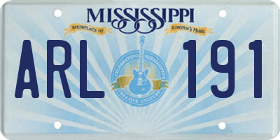 MS license plate ARL191
