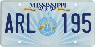 MS license plate ARL195