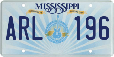 MS license plate ARL196