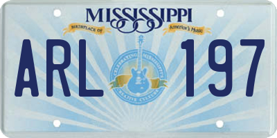MS license plate ARL197
