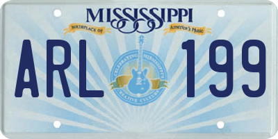 MS license plate ARL199