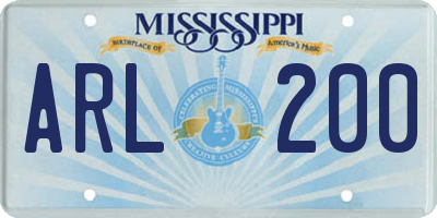 MS license plate ARL200