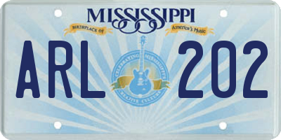 MS license plate ARL202