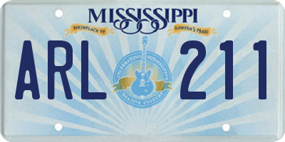 MS license plate ARL211