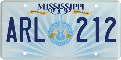 MS license plate ARL212