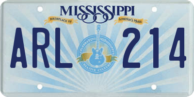 MS license plate ARL214