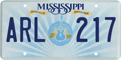 MS license plate ARL217