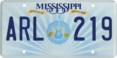MS license plate ARL219