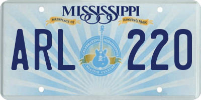 MS license plate ARL220