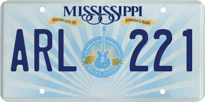 MS license plate ARL221