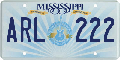 MS license plate ARL222