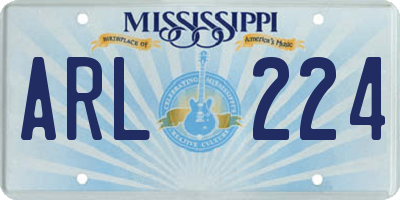 MS license plate ARL224