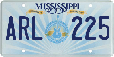 MS license plate ARL225