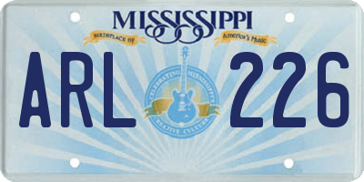 MS license plate ARL226