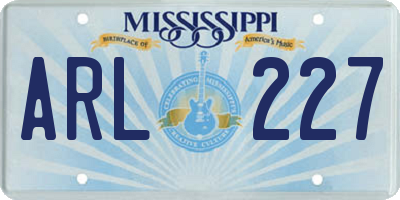 MS license plate ARL227
