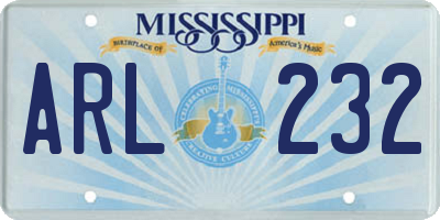MS license plate ARL232