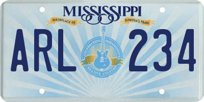 MS license plate ARL234