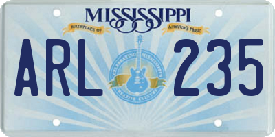 MS license plate ARL235