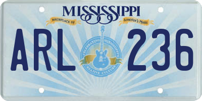 MS license plate ARL236