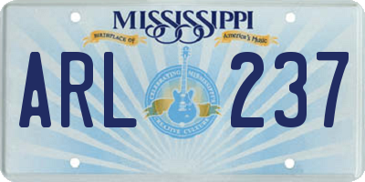 MS license plate ARL237