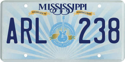 MS license plate ARL238