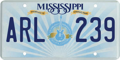 MS license plate ARL239