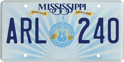 MS license plate ARL240