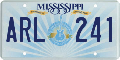 MS license plate ARL241