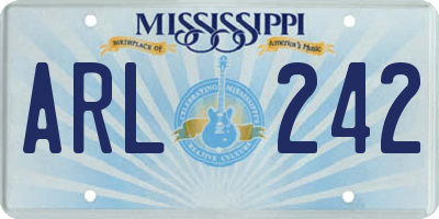 MS license plate ARL242