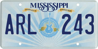 MS license plate ARL243
