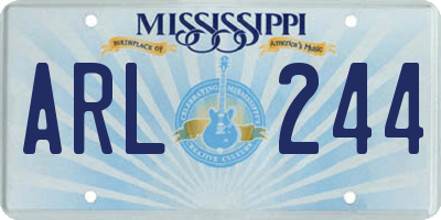 MS license plate ARL244