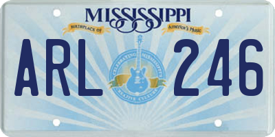 MS license plate ARL246