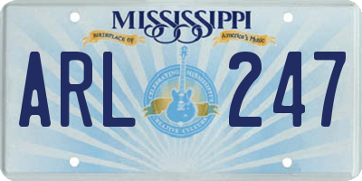 MS license plate ARL247