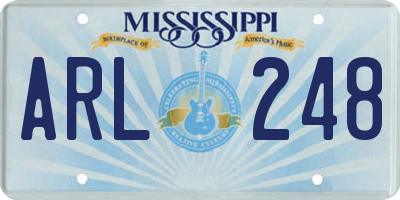 MS license plate ARL248