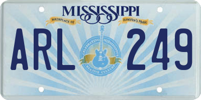 MS license plate ARL249