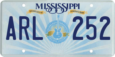 MS license plate ARL252