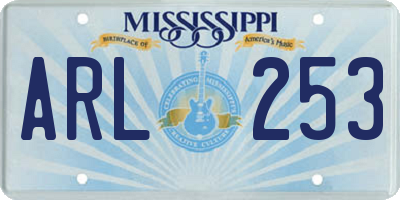 MS license plate ARL253
